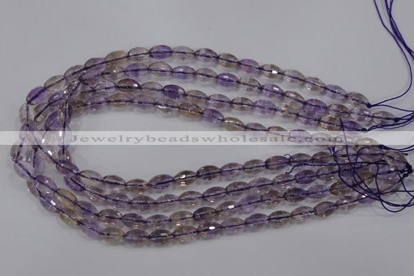 CAN18 15.5 inches 6*10mm faceted rice natural ametrine beads