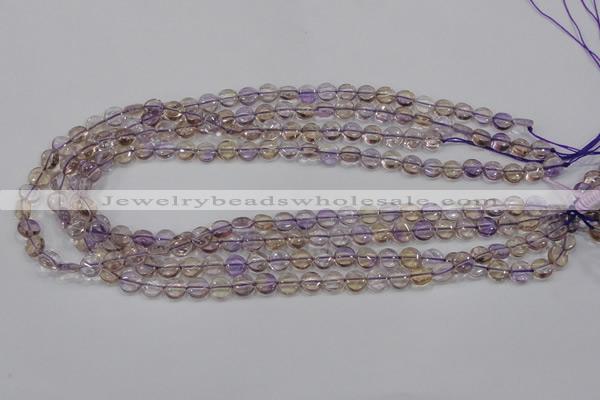 CAN39 15.5 inches 8mm flat round natural ametrine gemstone beads