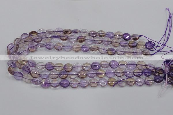 CAN42 15.5 inches 14mm flat round natural ametrine gemstone beads