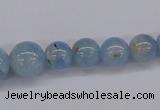 CAQ130 15.5 inches multi-size round natural aquamarine beads