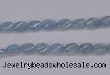 CAQ147 15.5 inches 5*7mm twisted oval natural aquamarine beads