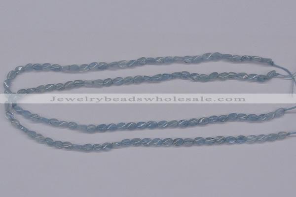 CAQ147 15.5 inches 5*7mm twisted oval natural aquamarine beads