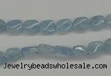 CAQ148 15.5 inches 6*8mm twisted oval natural aquamarine beads