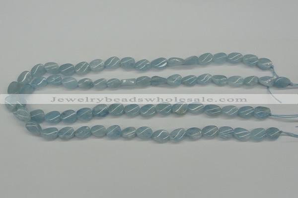 CAQ149 15.5 inches 8*12mm twisted oval natural aquamarine beads