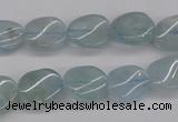 CAQ150 15.5 inches 10*12mm twisted oval natural aquamarine beads