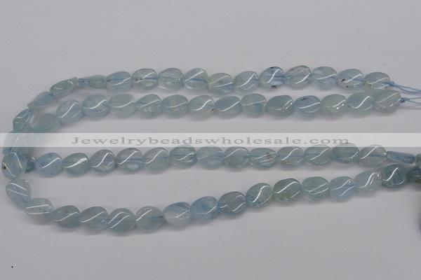 CAQ150 15.5 inches 10*12mm twisted oval natural aquamarine beads