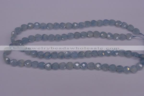 CAQ155 15.5 inches 10*10mm faceted heart natural aquamarine beads