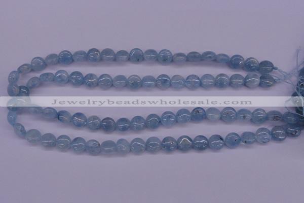 CAQ157 15.5 inches 10mm flat round natural aquamarine beads