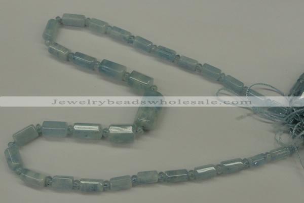 CAQ160 15.5 inches rondelle & faceted column natural aquamarine beads