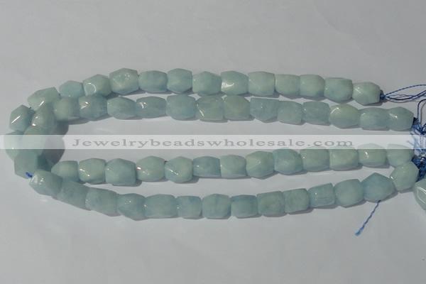 CAQ209 15.5 inches 10*14mm faceted nugget natural aquamarine beads