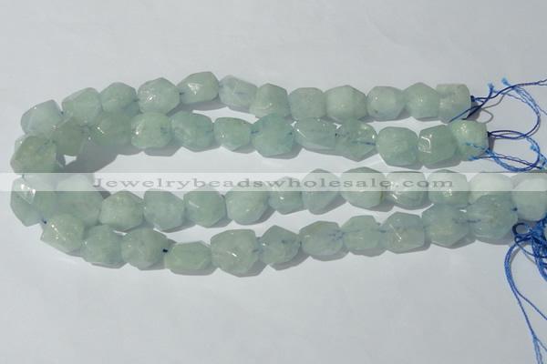 CAQ210 15.5 inches 14*16mm faceted nugget natural aquamarine beads