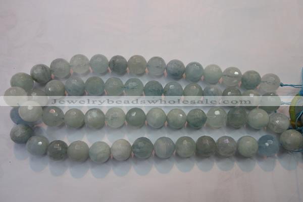 CAQ226 15 inches 14mm faceted round aquamarine beads wholesale