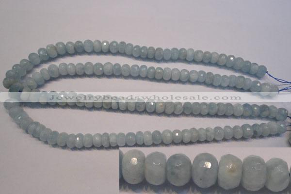 CAQ307 15.5 inches 6*10mm faceted rondelle natural aquamarine beads