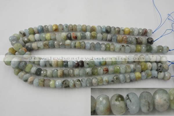 CAQ352 15.5 inches 6*10mm faceted rondelle natural aquamarine beads