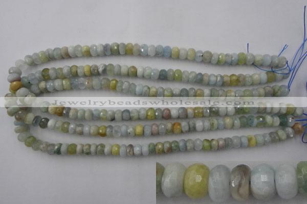 CAQ355 15.5 inches 5*8mm faceted rondelle natural aquamarine beads