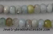 CAQ356 15.5 inches 7*11mm faceted rondelle natural aquamarine beads