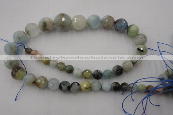 CAQ360 15.5 inches 7mm - 18mm faceted round natural aquamarine beads