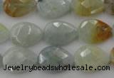 CAQ378 15.5 inches 13*18mm faceted flat teardrop natural aquamarine beads