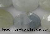 CAQ388 15.5 inches 22*30mm faceted oval natural aquamarine beads