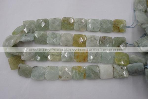 CAQ398 15.5 inches 20*20mm faceted square natural aquamarine beads