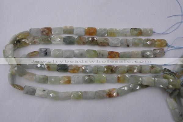 CAQ402 15.5 inches 10*14mm faceted rectangle natural aquamarine beads