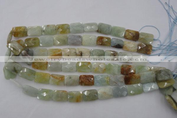 CAQ404 15.5 inches 13*18mm faceted rectangle natural aquamarine beads