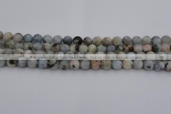 CAQ421 15.5 inches 8mm faceted round natural aquamarine beads