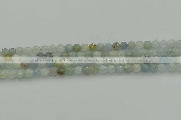 CAQ436 15.5 inches 6mm faceted round natural aquamarine beads