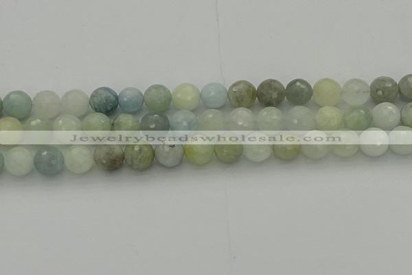 CAQ438 15.5 inches 10mm faceted round natural aquamarine beads