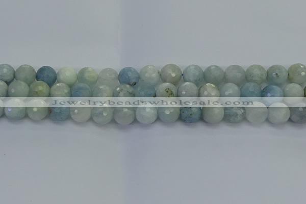 CAQ554 15.5 inches 10mm faceted round natural aquamarine beads