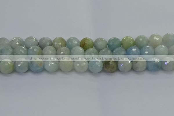 CAQ555 15.5 inches 12mm faceted round natural aquamarine beads