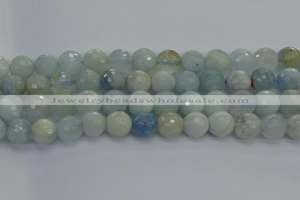 CAQ556 15.5 inches 14mm faceted round natural aquamarine beads