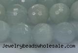 CAQ563 15.5 inches 12mm faceted round natural aquamarine beads