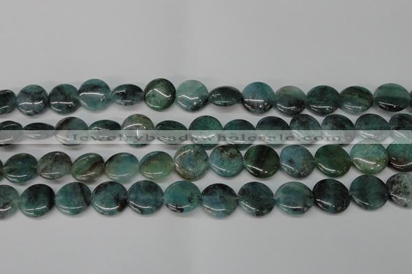 CAQ621 15.5 inches 16mm flat round aquamarine gemstone beads