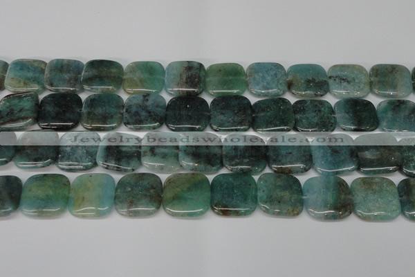 CAQ641 15.5 inches 20*20mm square aquamarine gemstone beads