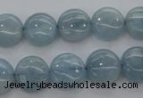 CAQ68 15.5 inches 12*12mm flat round natural aquamarine beads wholesale