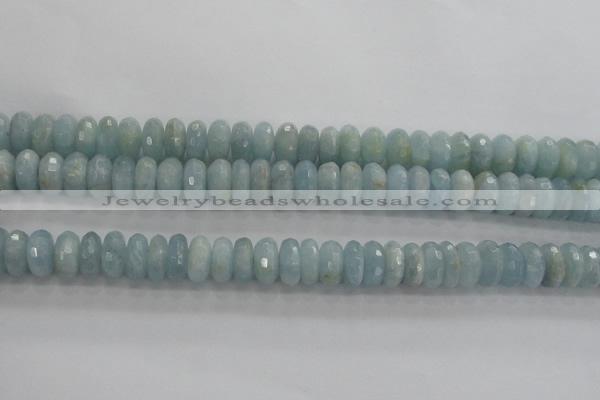 CAQ72 15.5 inches 6*11mm faceted rondelle AB grade aquamarine beads