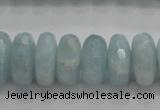 CAQ73 15.5 inches 6*13mm faceted rondelle AB grade aquamarine beads