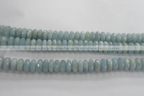 CAQ73 15.5 inches 6*13mm faceted rondelle AB grade aquamarine beads