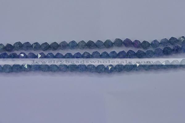 CAQ771 15.5 inches 6mm faceted nuggets imitation aquamarine beads