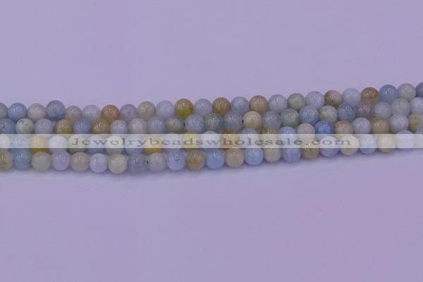 CAQ781 15.5 inches 6mm round natural aquamarine beads