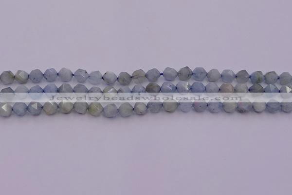 CAQ790 15.5 inches 6mm faceted nuggets aquamarine gemstone beads