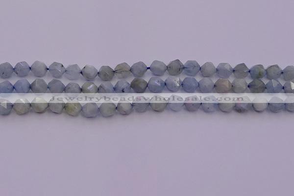 CAQ791 15.5 inches 8mm faceted nuggets aquamarine gemstone beads