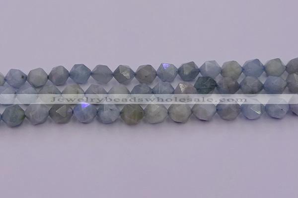 CAQ793 15.5 inches 12mm faceted nuggets aquamarine gemstone beads