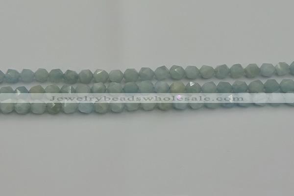 CAQ796 15.5 inches 6mm faceted nuggets aquamarine gemstone beads