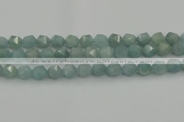 CAQ799 15.5 inches 12mm faceted nuggets aquamarine gemstone beads