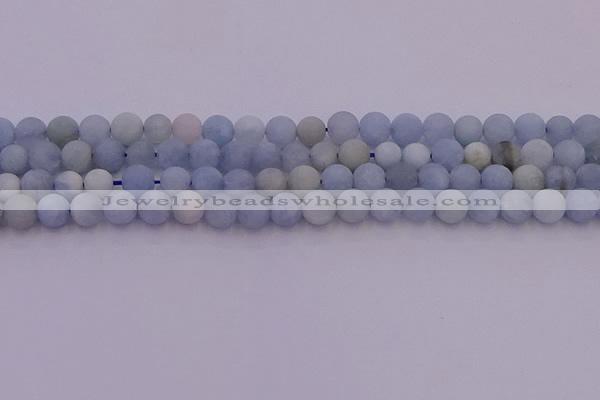 CAQ811 15.5 inches 6mm round matte aquamarine beads wholesale