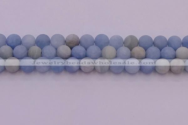 CAQ813 15.5 inches 10mm round matte aquamarine beads wholesale