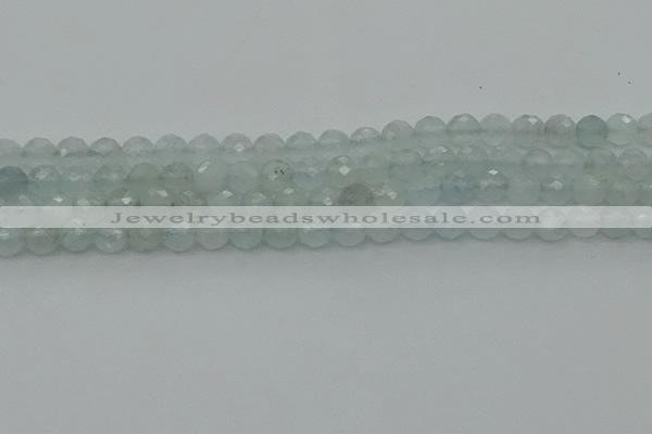 CAQ820 15.5 inches 6mm faceted round aquamarine beads wholesale