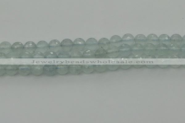 CAQ821 15.5 inches 8mm faceted round aquamarine beads wholesale